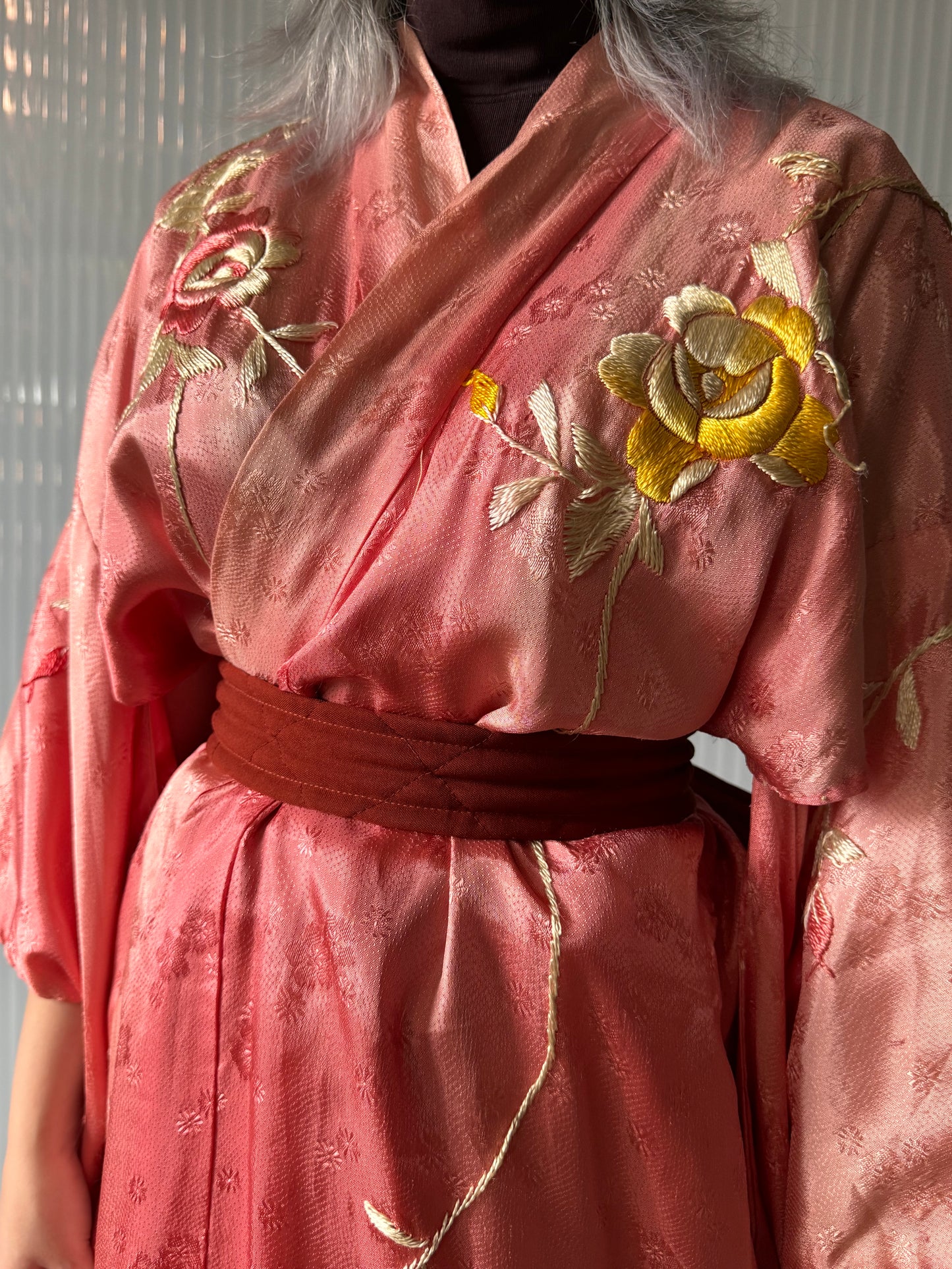 Pink Floral Embroidery Yukata