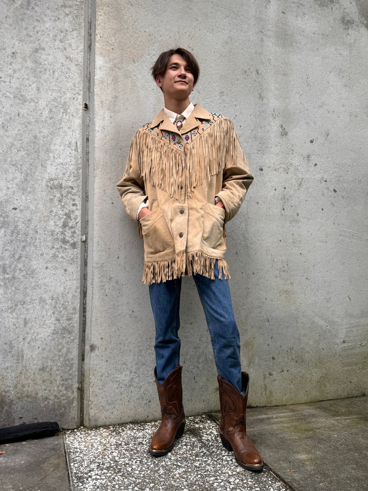 1990s Via Accenti Fringe Leather Jacket