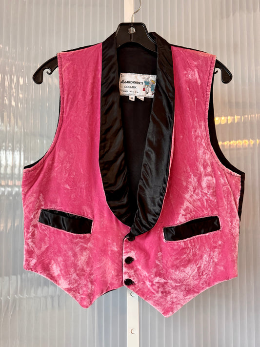1970s Velvet Pink & Black Vest