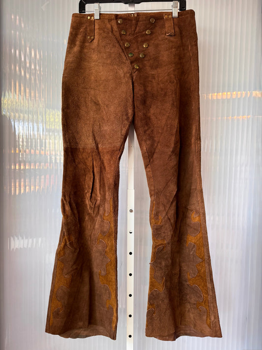 1970s Dark Brown Suede Pants