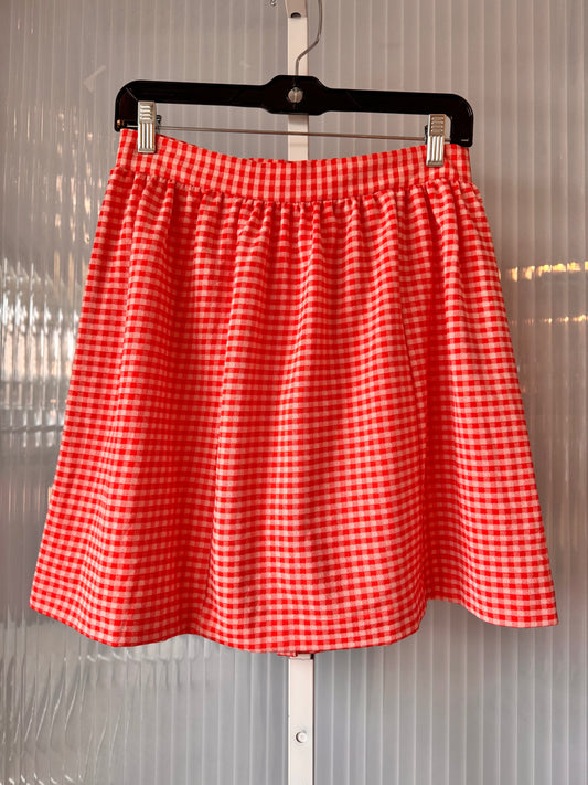 1970s Orange & White Gingham Wrap-Skirt