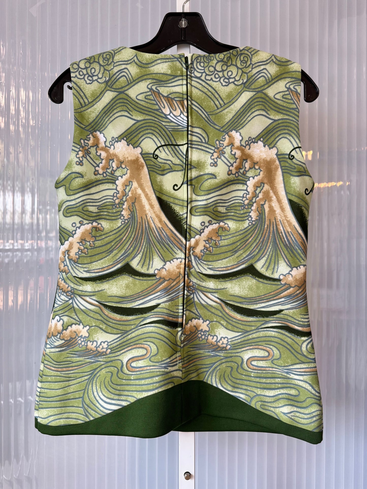 1970s Green Polyknit butterfly top