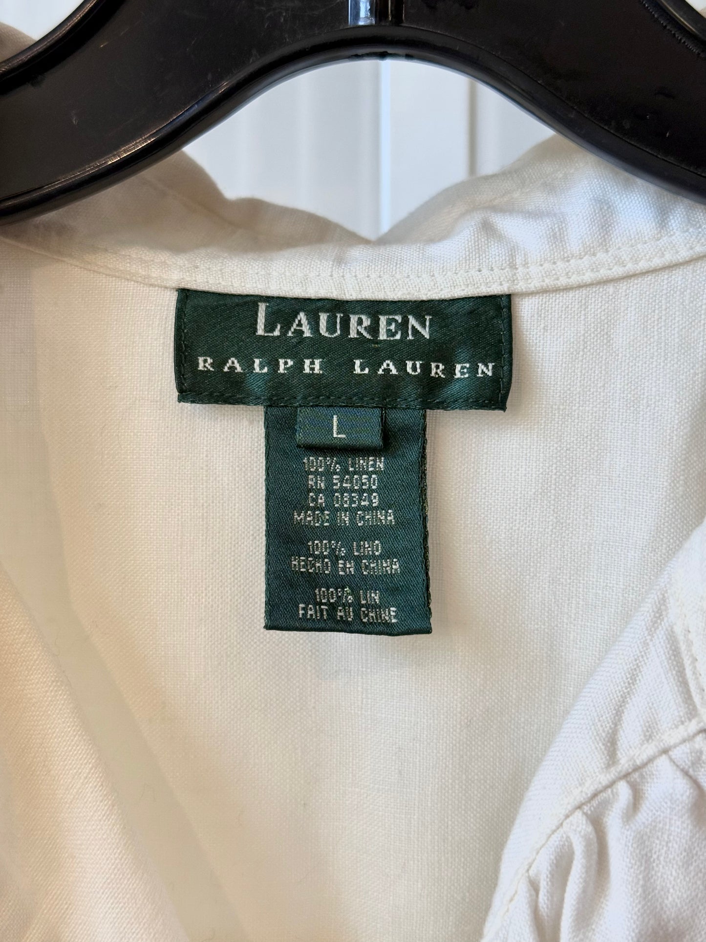 1990s Cream Ralph Lauren Ruffle Shirt