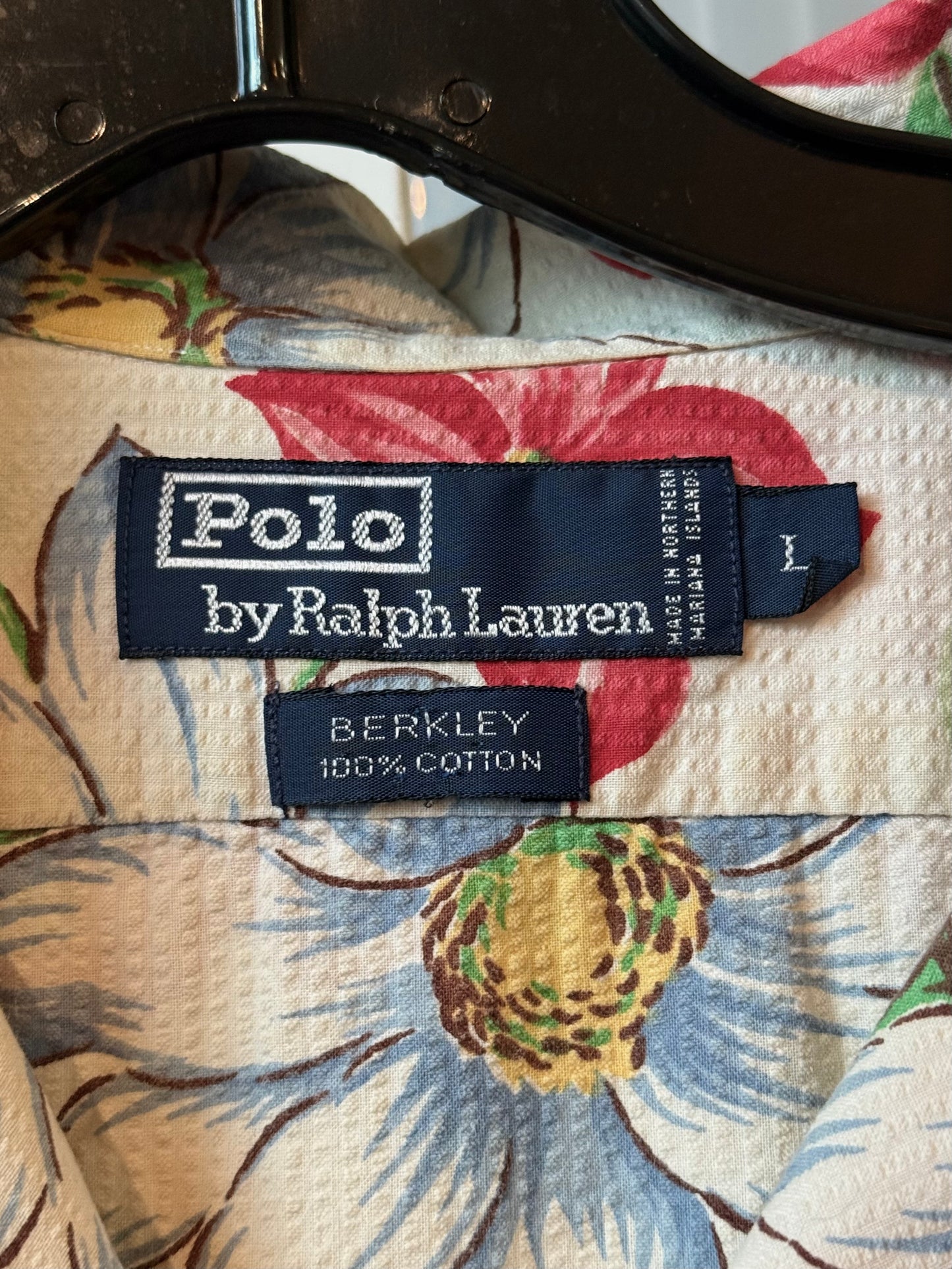2000s Polo Hawaiian Floral Print Collared Shirt