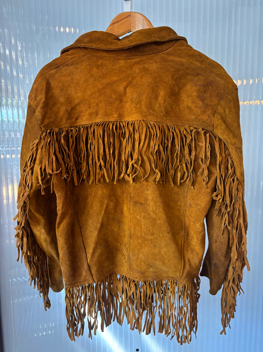 1980s Light Brown Leather Fringed Jacket