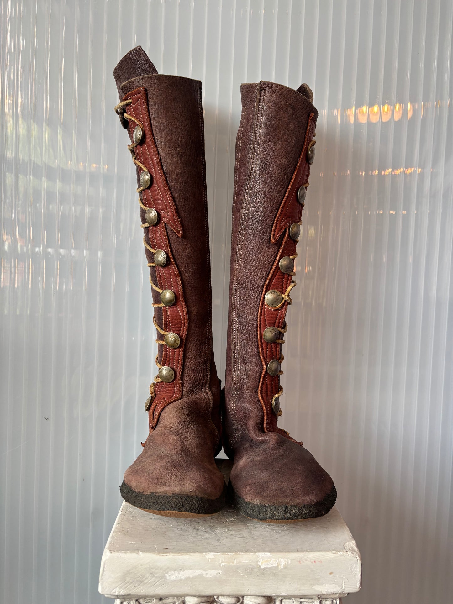 North beach Two Toned Leather Nickel Button Boots Size 9