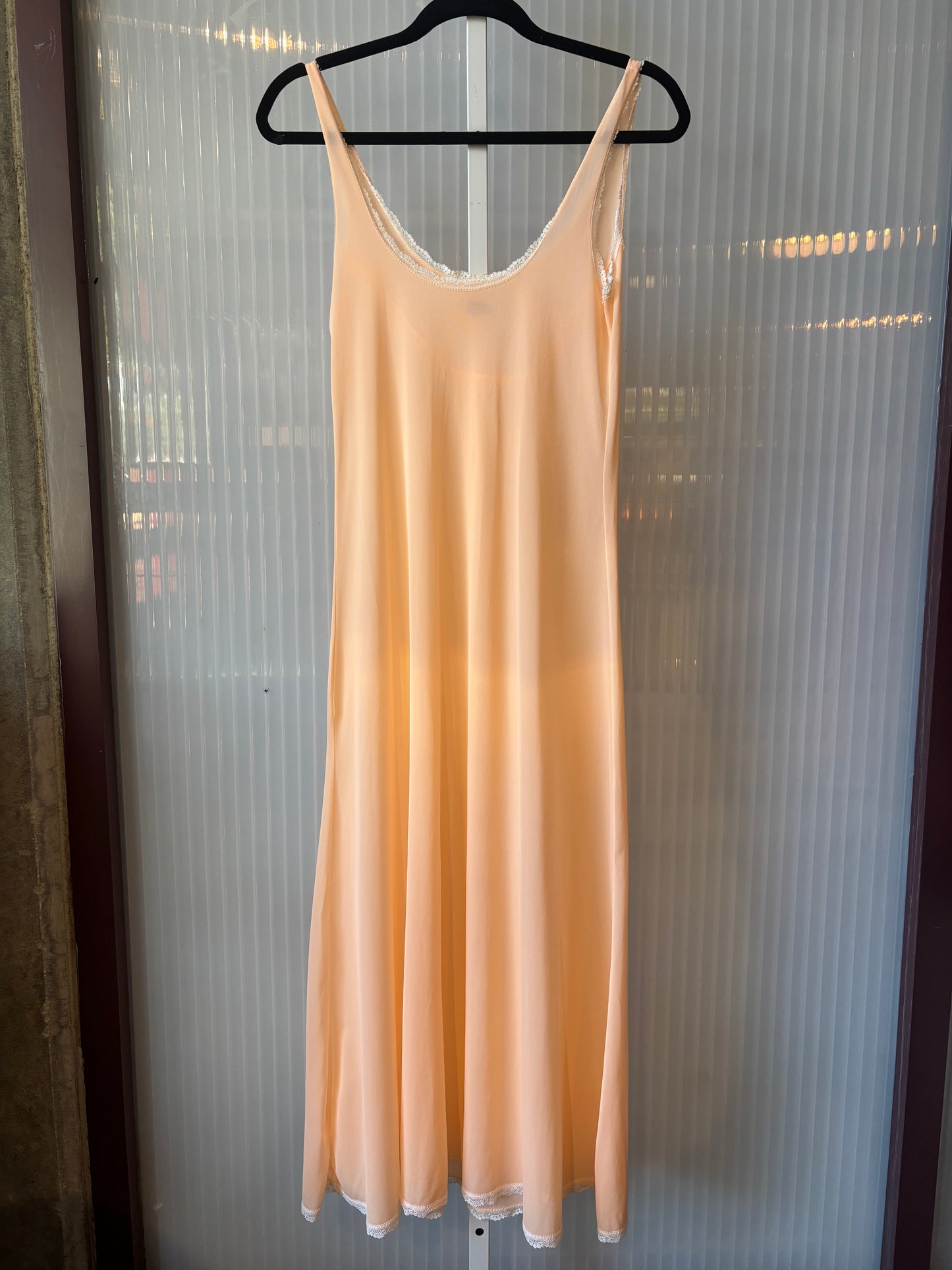Long Pink Nightgown w/ Lace Trim