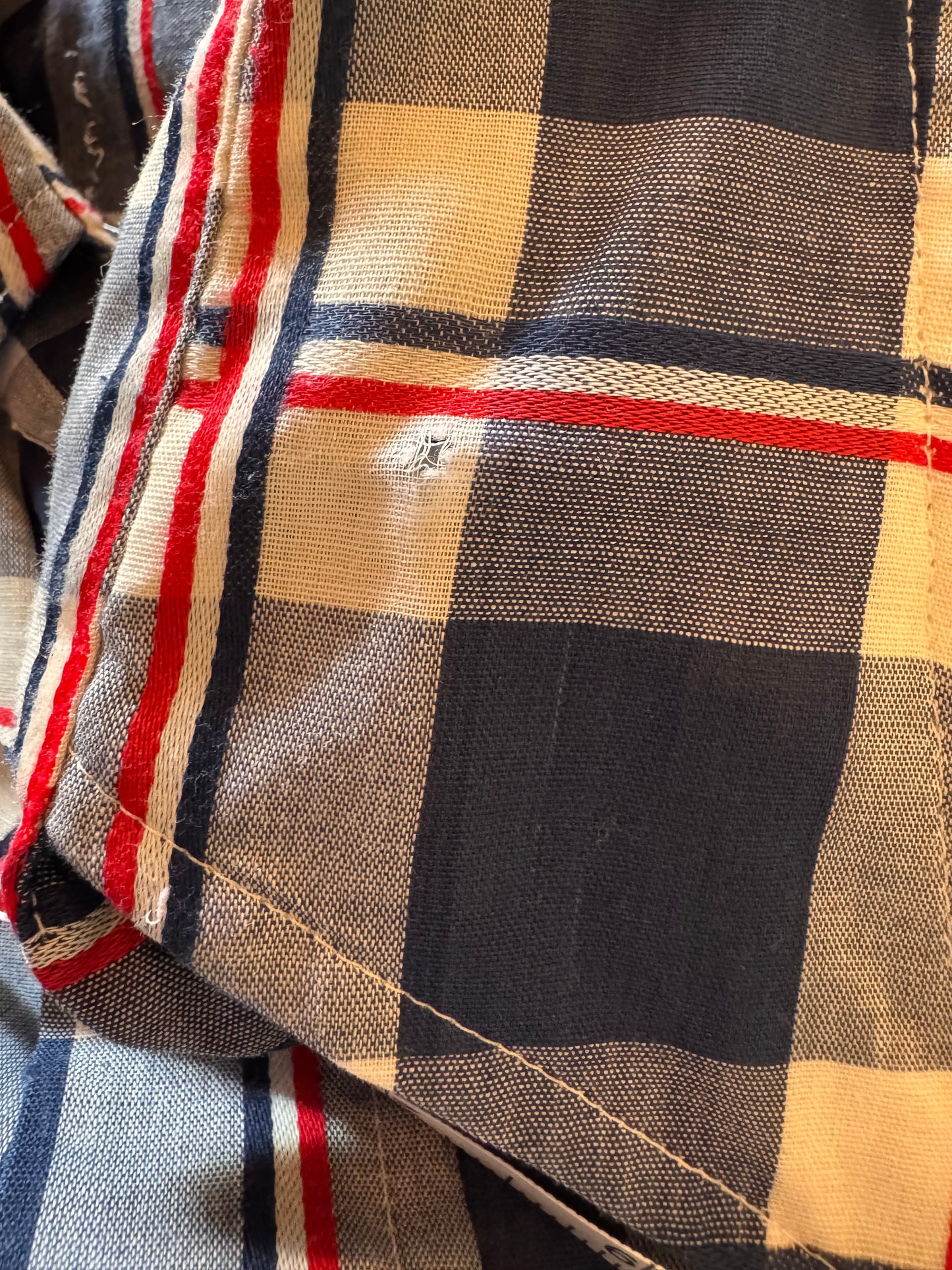 1970s Blue White & Red Gingham Shirt