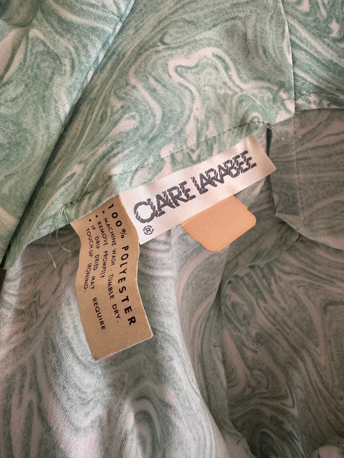 1970s Marbled Teal Dress & Wrap Jacket Set