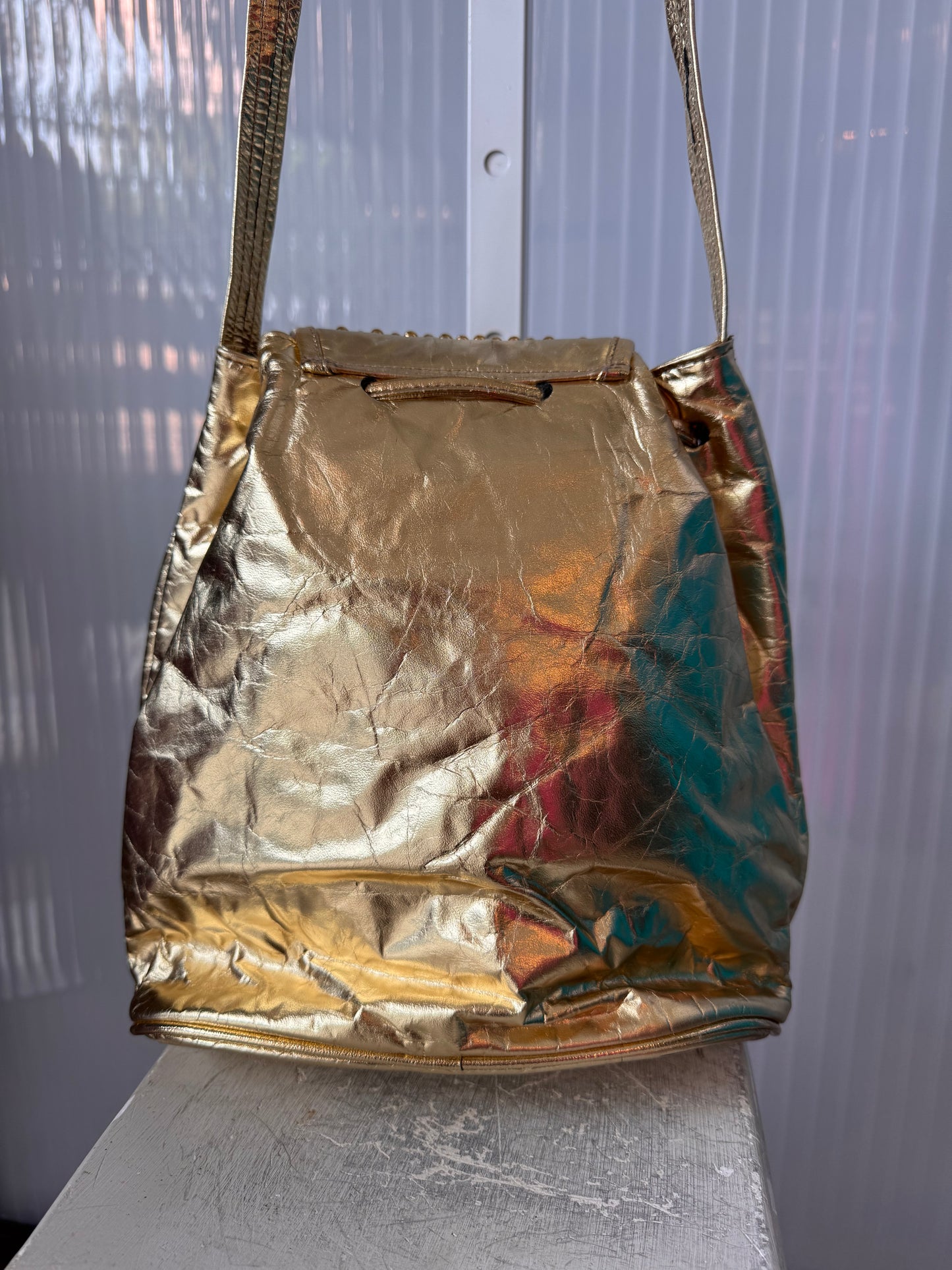 1980s Gold Leather Purse