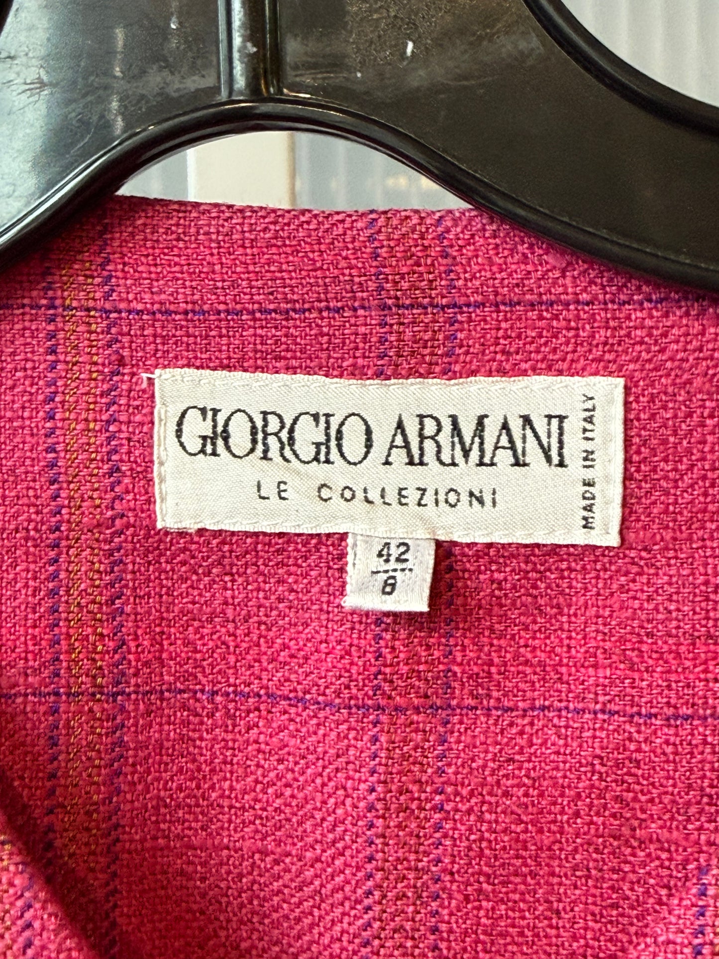1990s Giorgio Armani Pink Plaid Twill Jacket