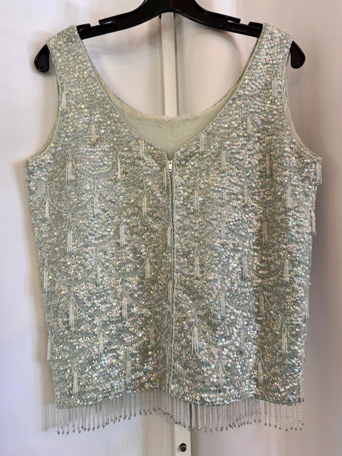 1960s Blue-Green Beaded Tank Top