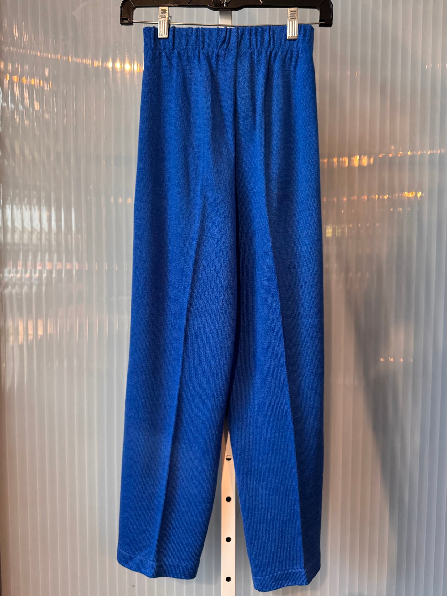 1980s Royal Blue Knit Cardigan + Pants Set
