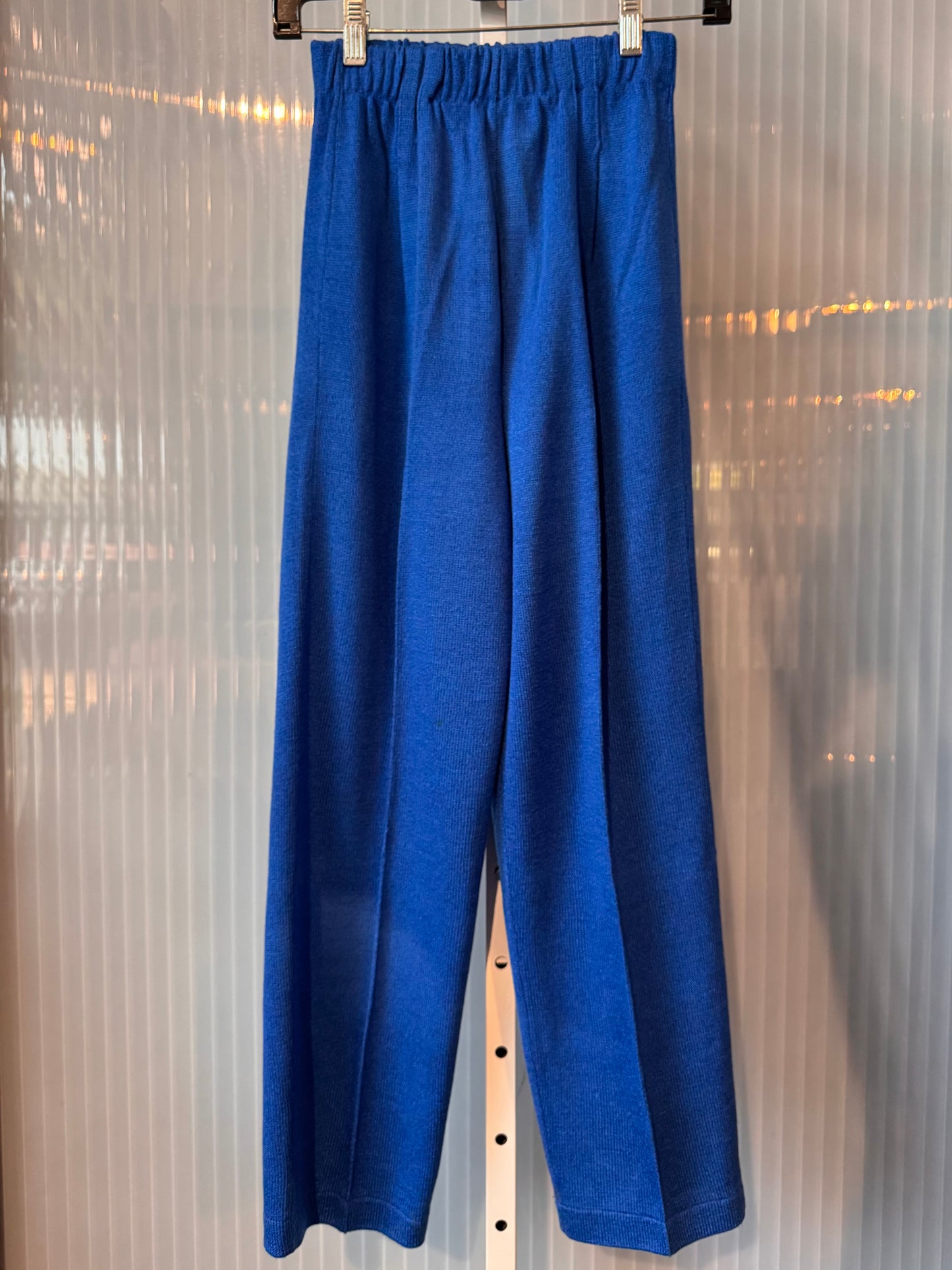 1980s Royal Blue Knit Cardigan + Pants Set
