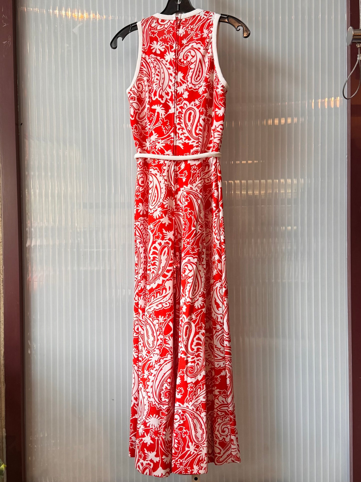 1970s Red & White Paisley Pattern Jumpsuit