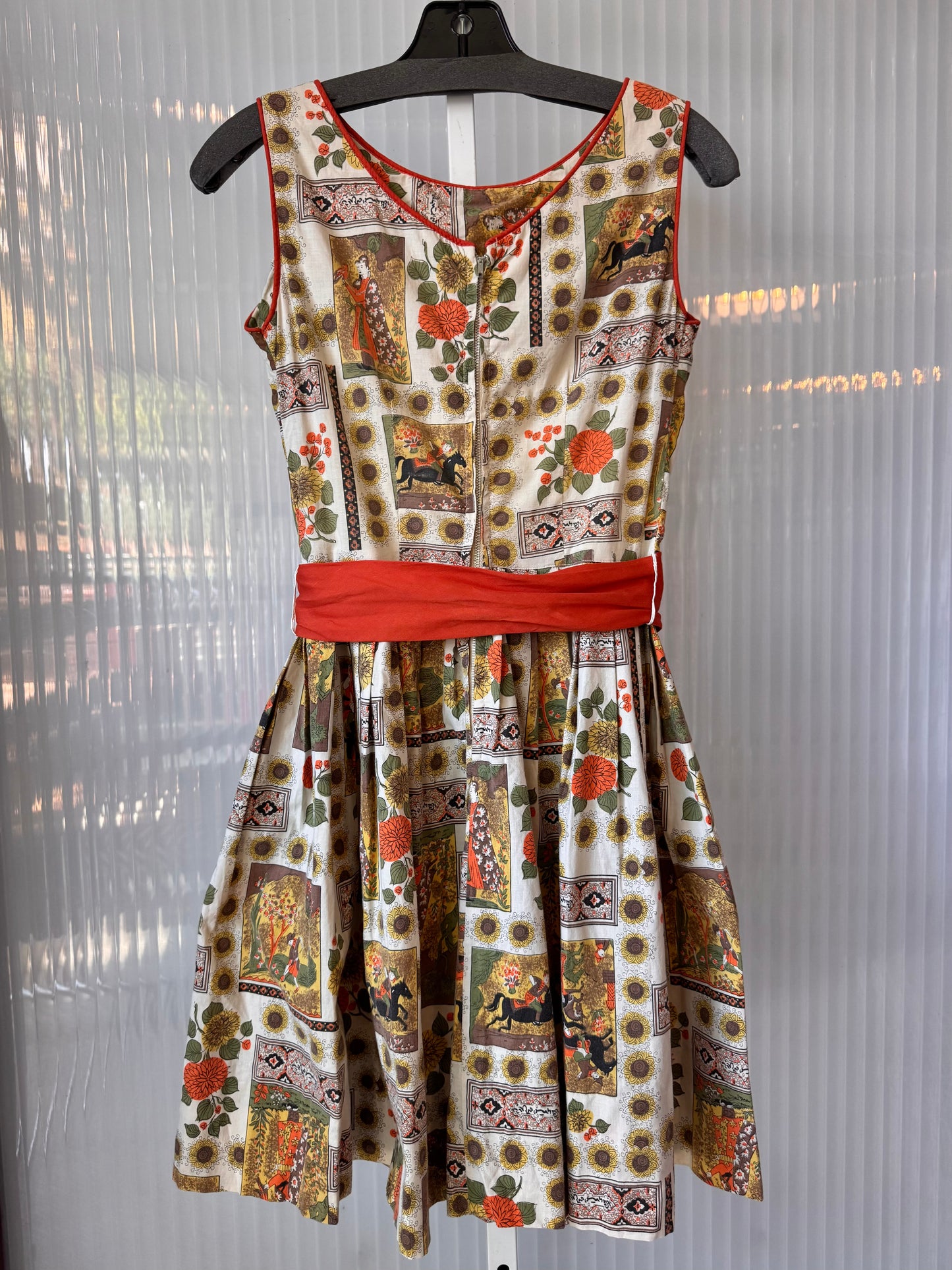 1950s Brown & Orange Dress