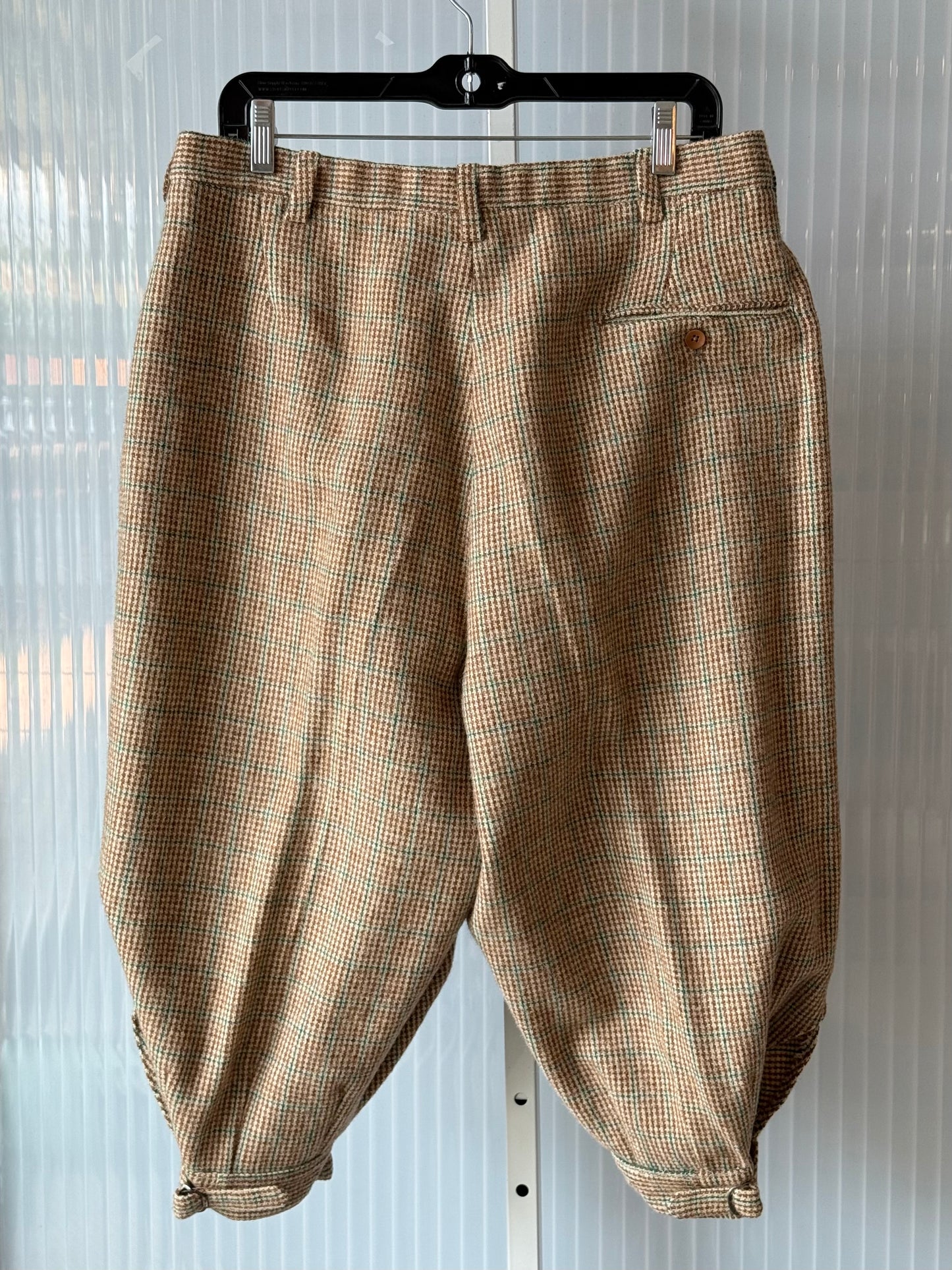 1970s Cream & Green Wool Tweed Suit Set