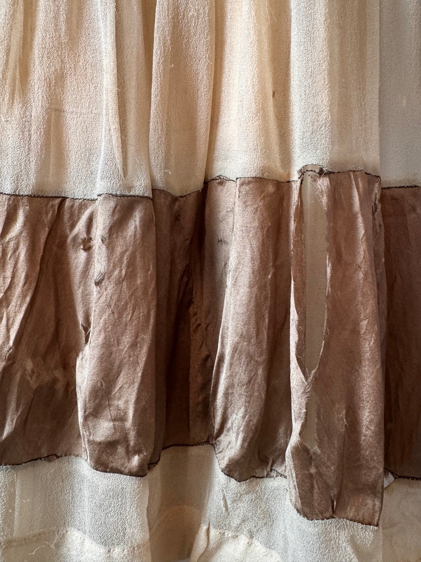 1930s Cream & Taupe Layered Skirt