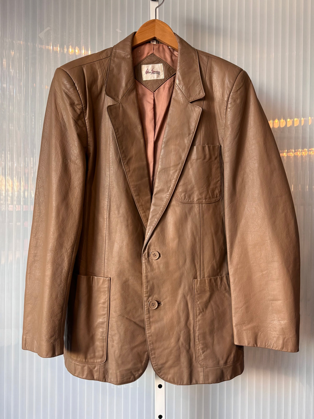 1970s Taupe Leather Blazer Jacket