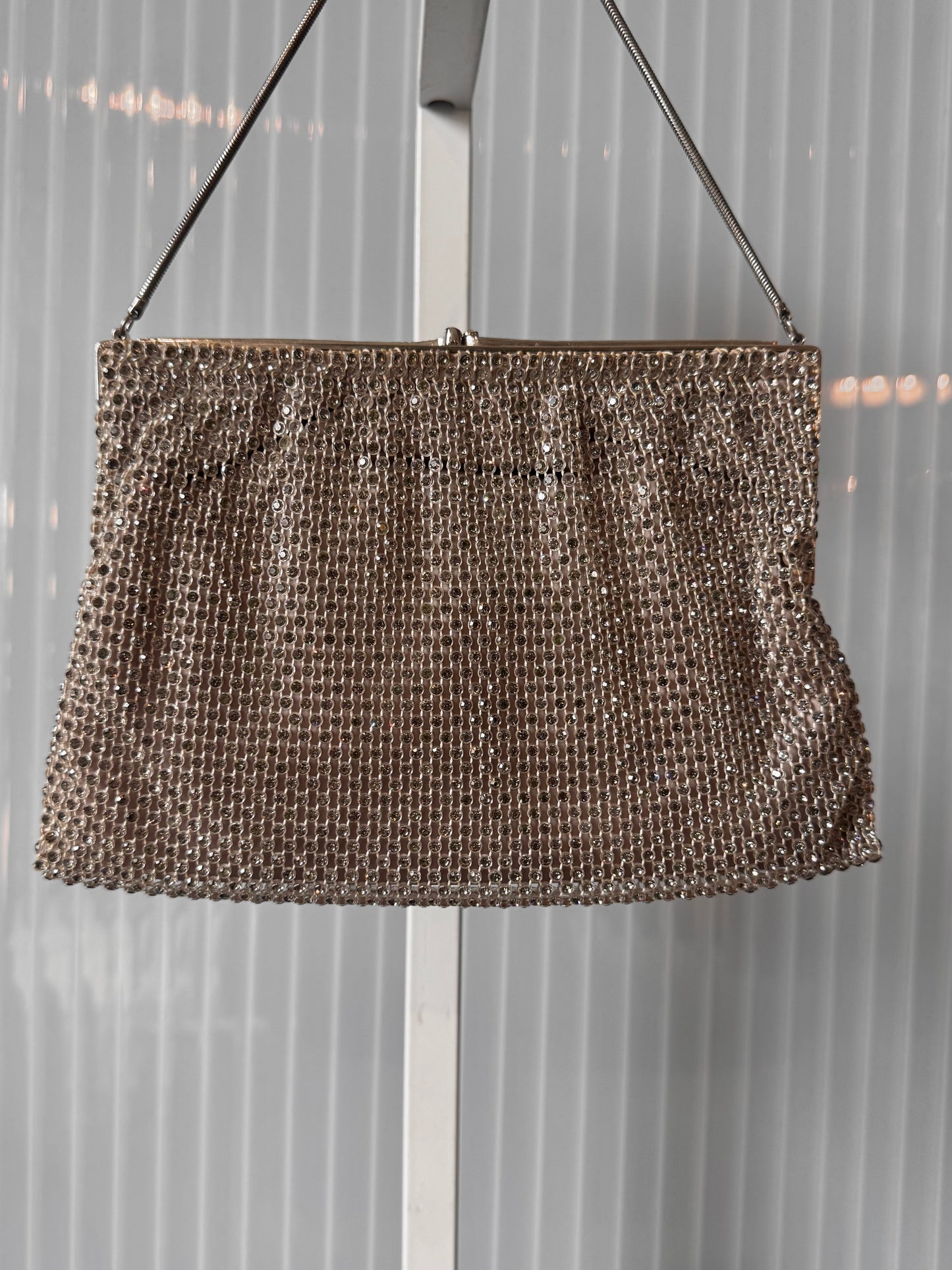 1980s Silver Rhinestone Mesh Purse