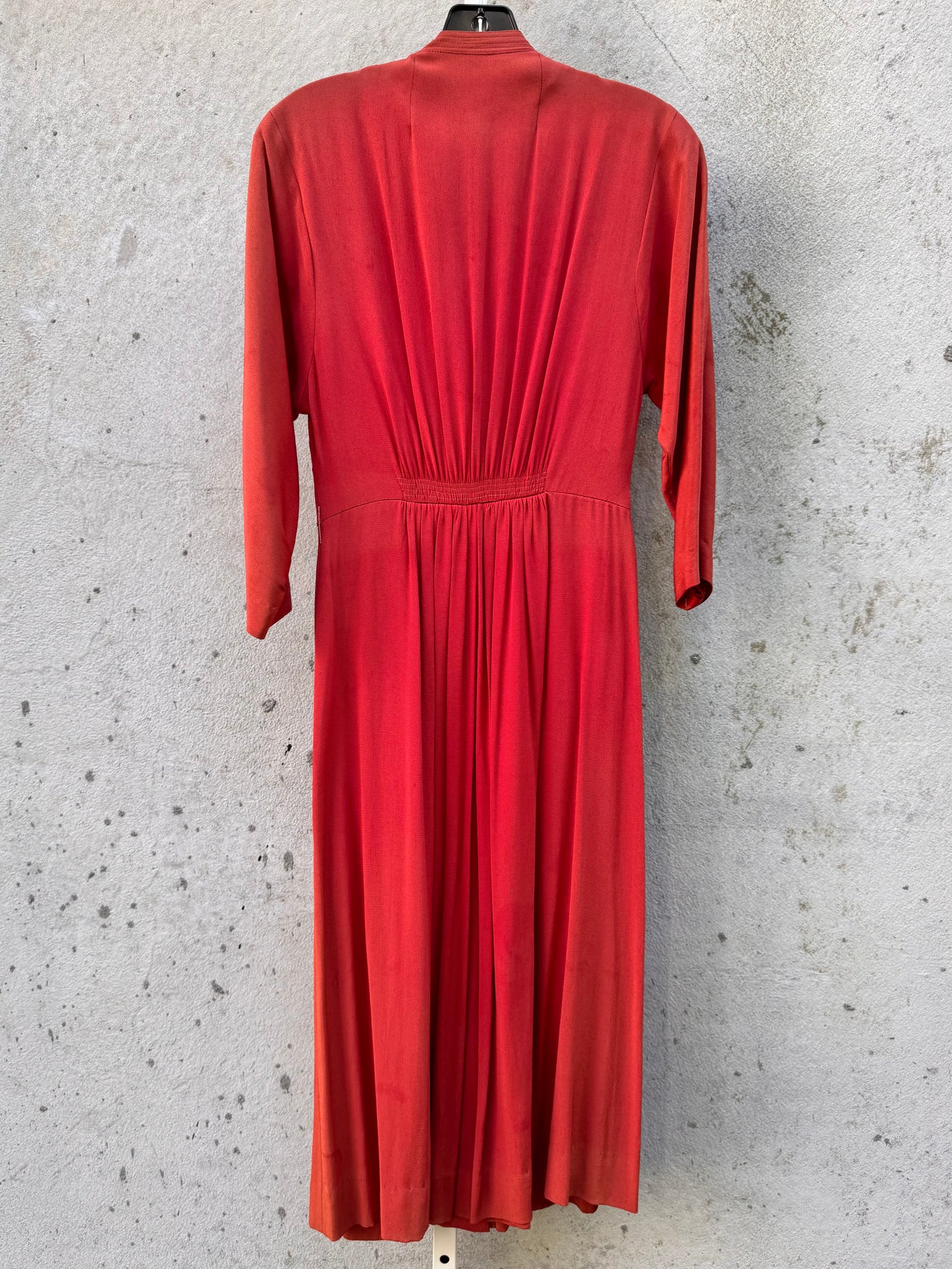 1940s Brick Red Dress with Red Buttons