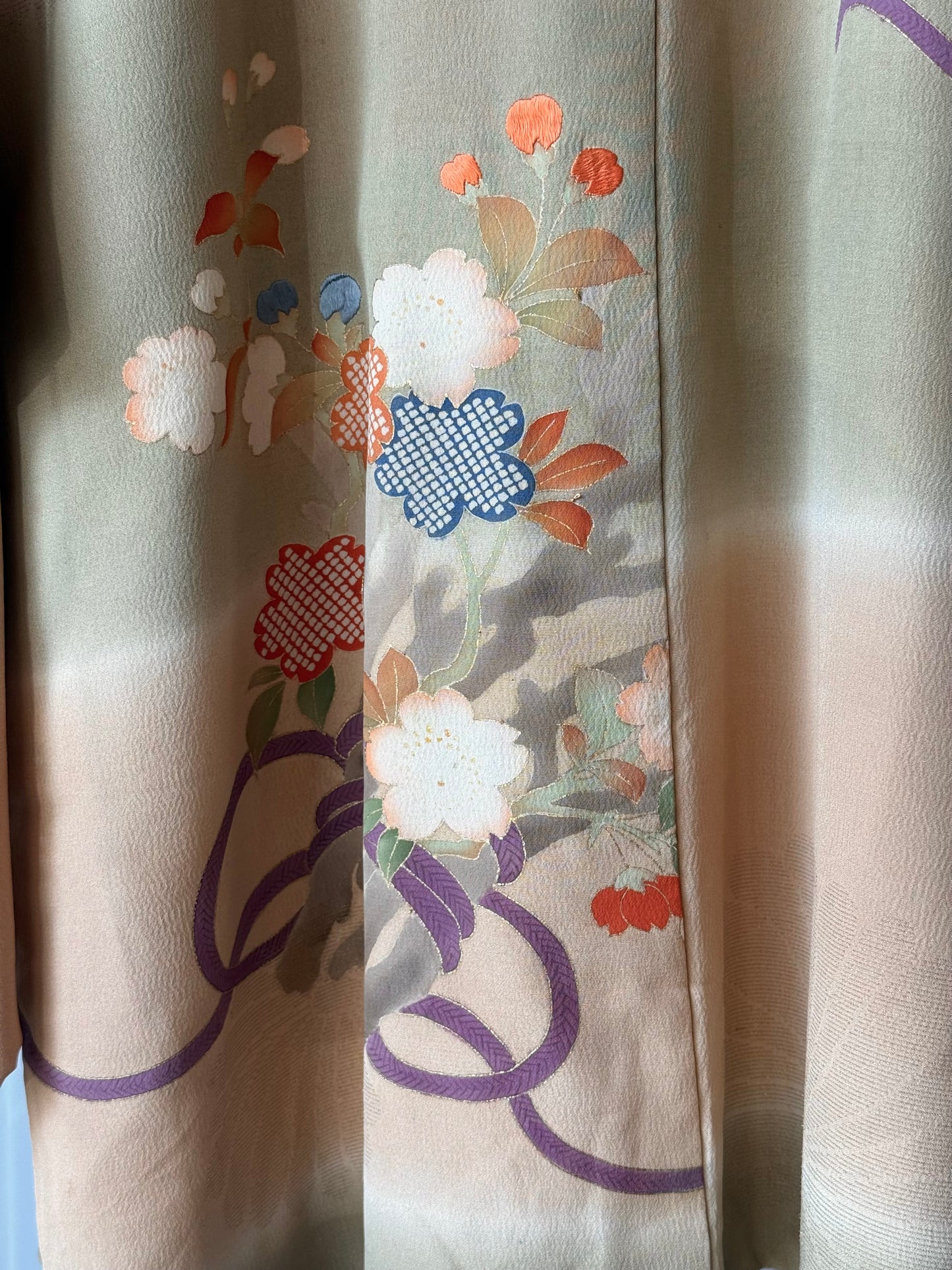 Sage & Pink Haori w/ Bright Orange Accents