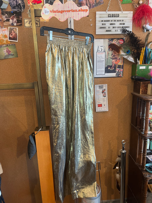 1980s Gold Lame Paisley Pants