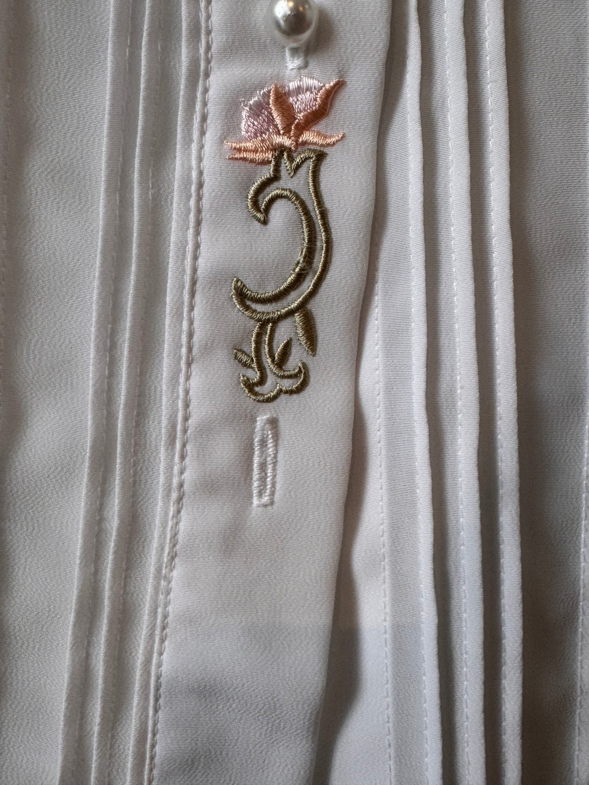 1980s Pink Floral White Button-Up Blouse