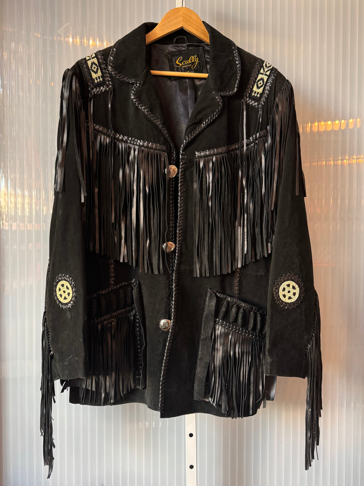 Early 1980s? Black Suede Fringe Western Jacket