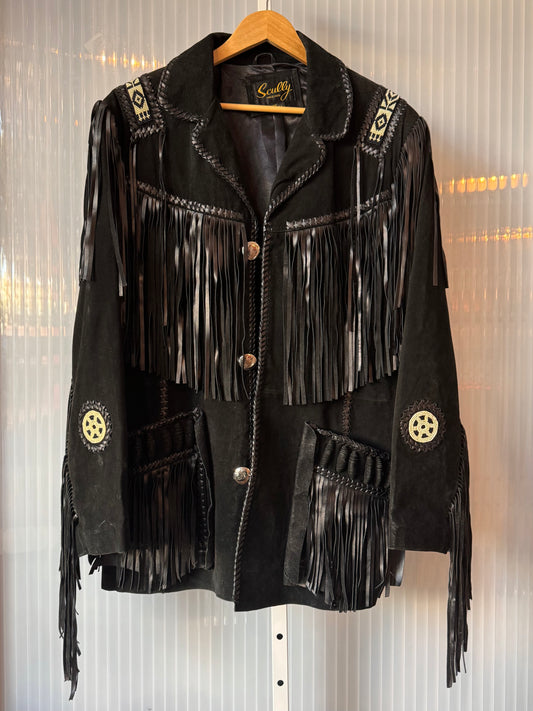 Early 1980s? Black Suede Fringe Western Jacket