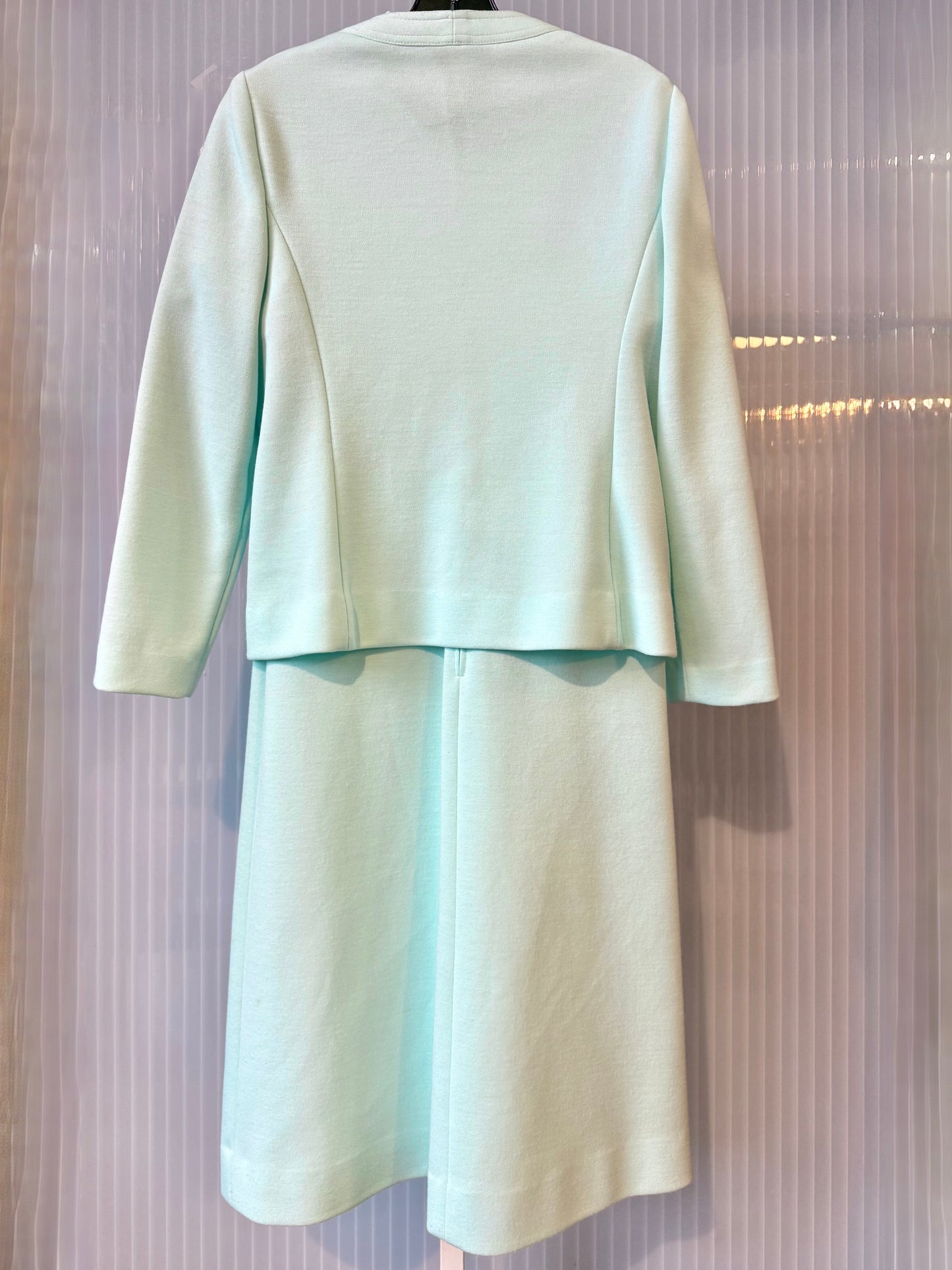 1970s Minty Blue Dress & Jacket Set