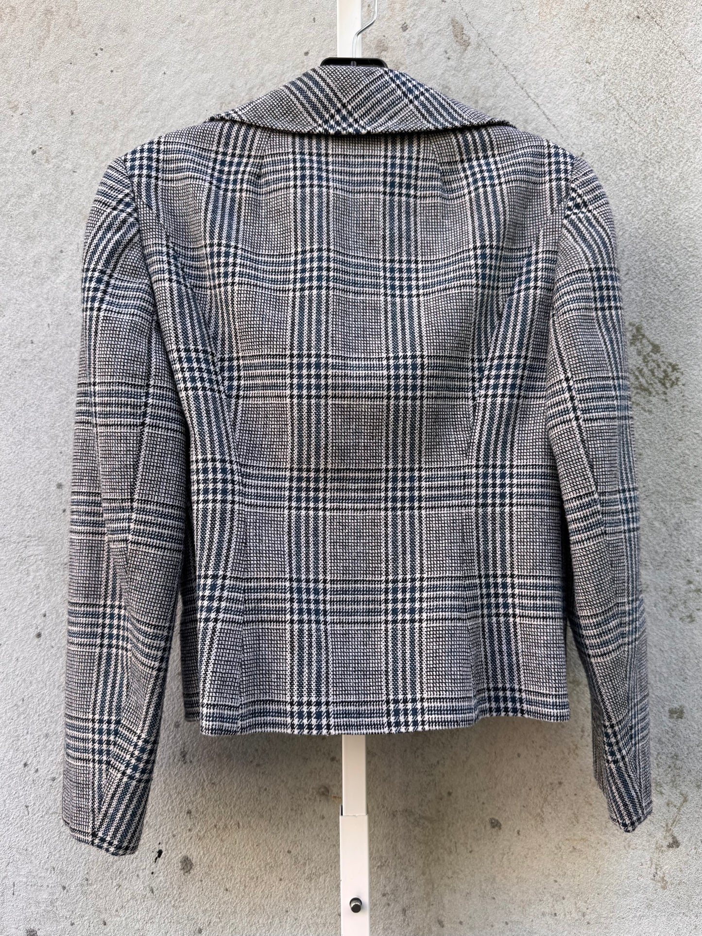 1970s Black & White Glencheck Wool Blend Jacket