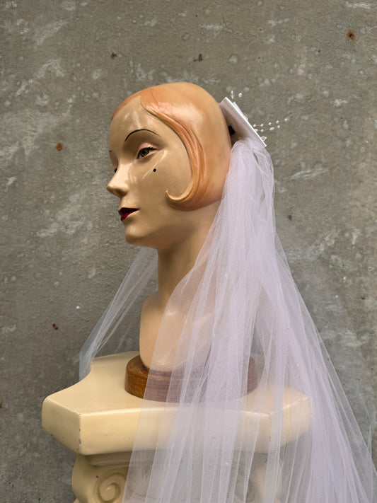 Y2K White Hair-Clip Veil