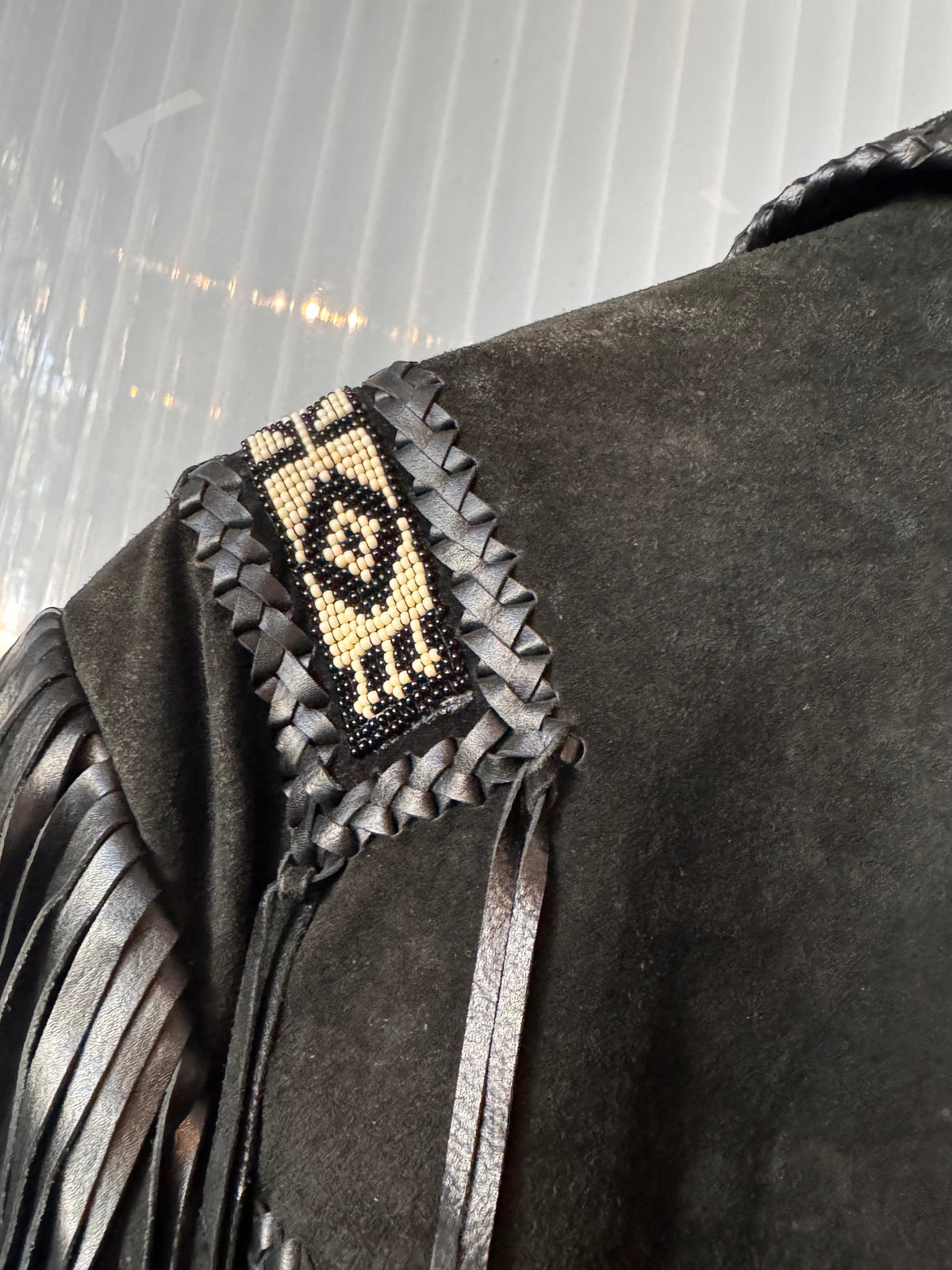 Early 1980s? Black Suede Fringe Western Jacket
