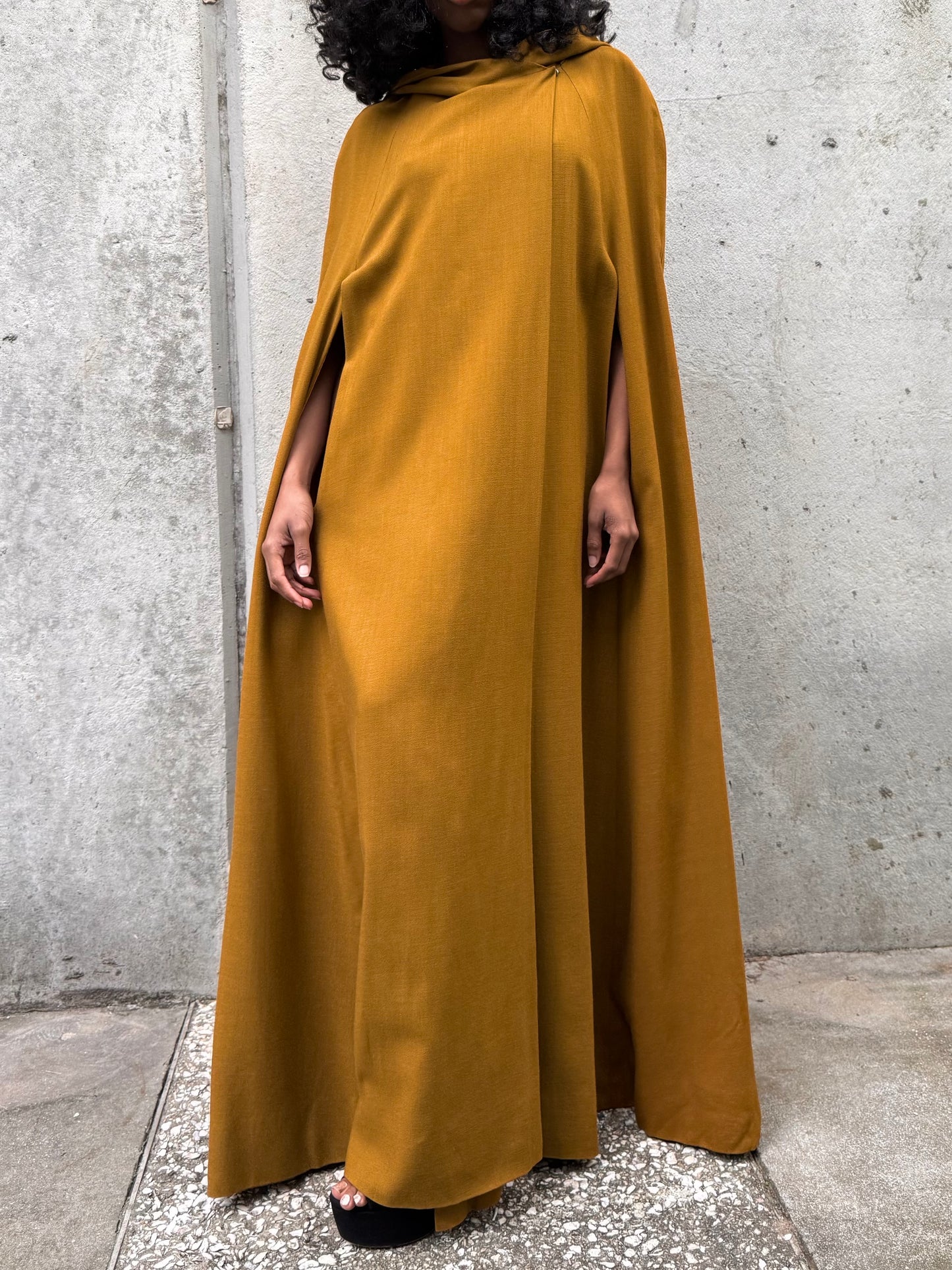 Khaki Brown Hooded Poncho