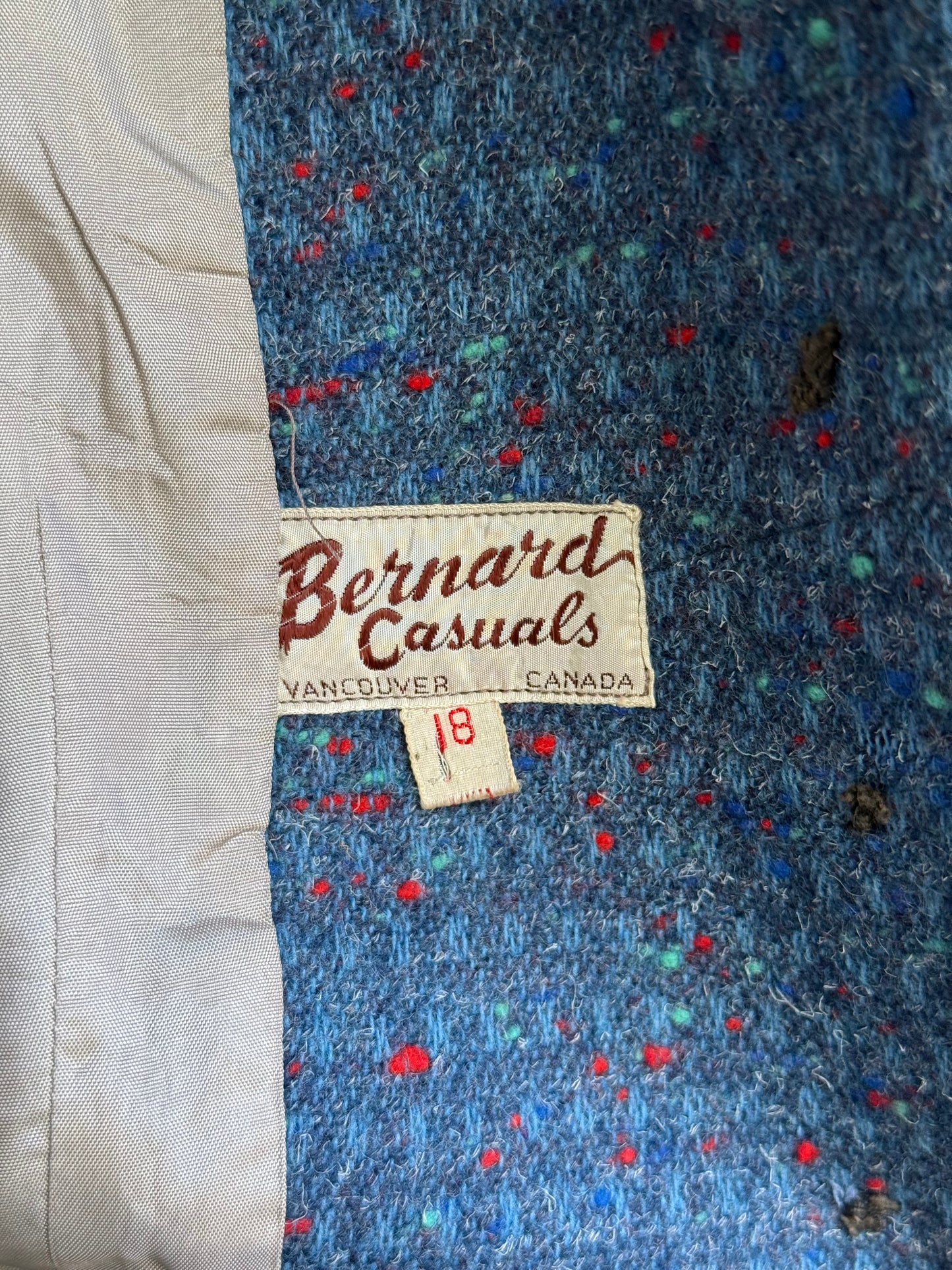 1970s Blue Wool Dolman Blazer w/ Resin Buttons