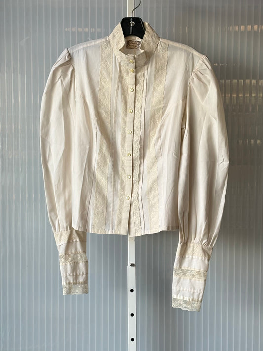 1970s Gunne Sax Creme Lace front Blouse