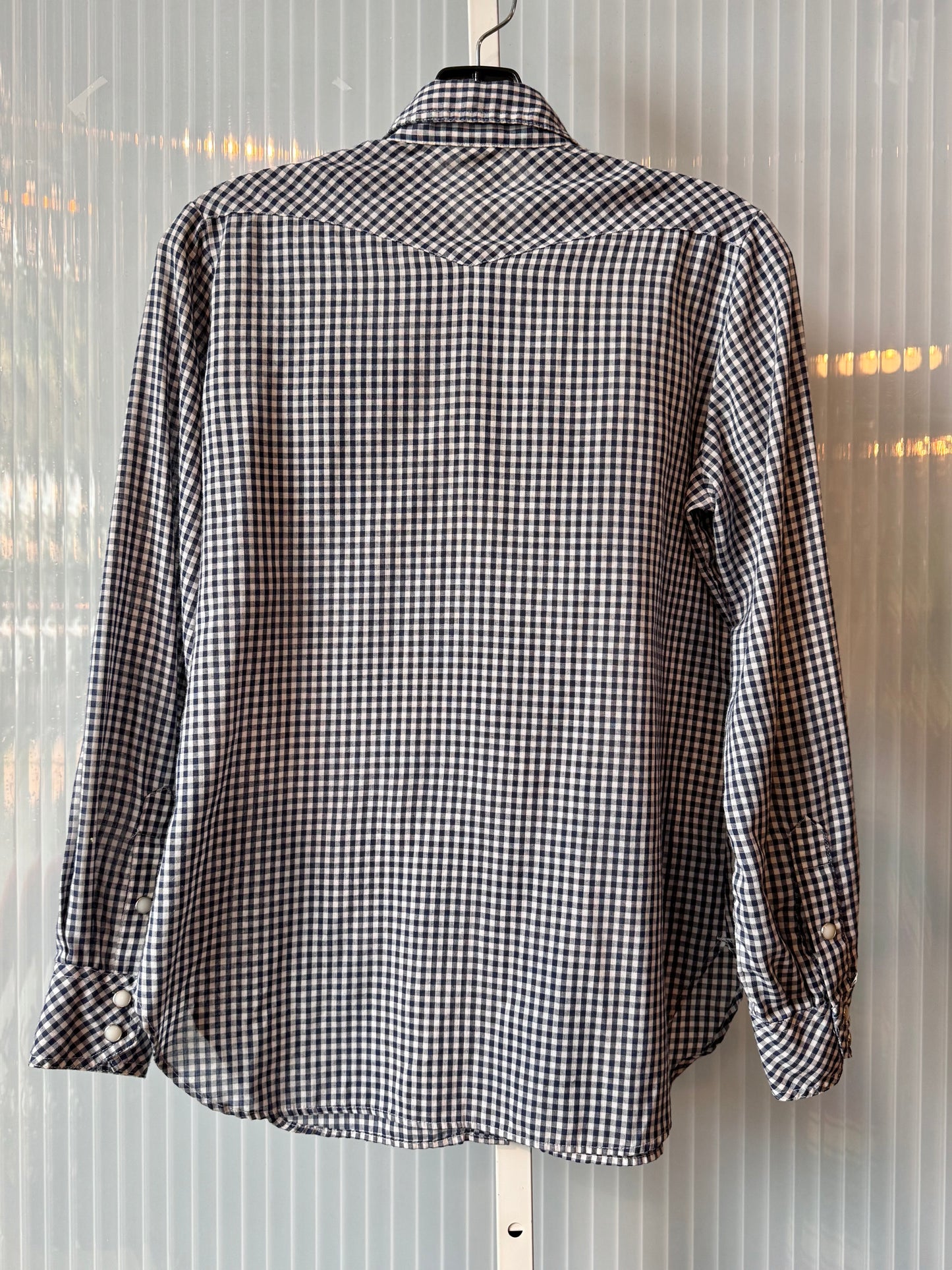 Levi's Blue and White Checked Western Button up