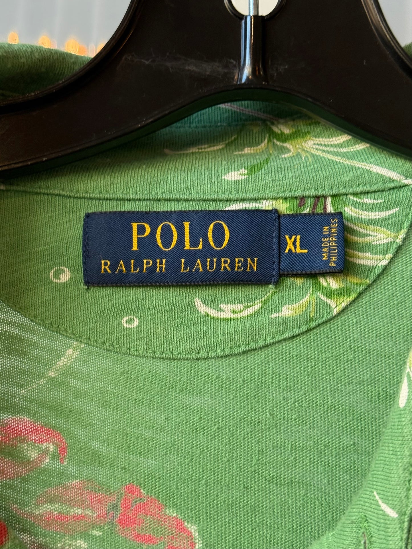 2000s Polo Hawaiian Pink & Green Collared Shirt