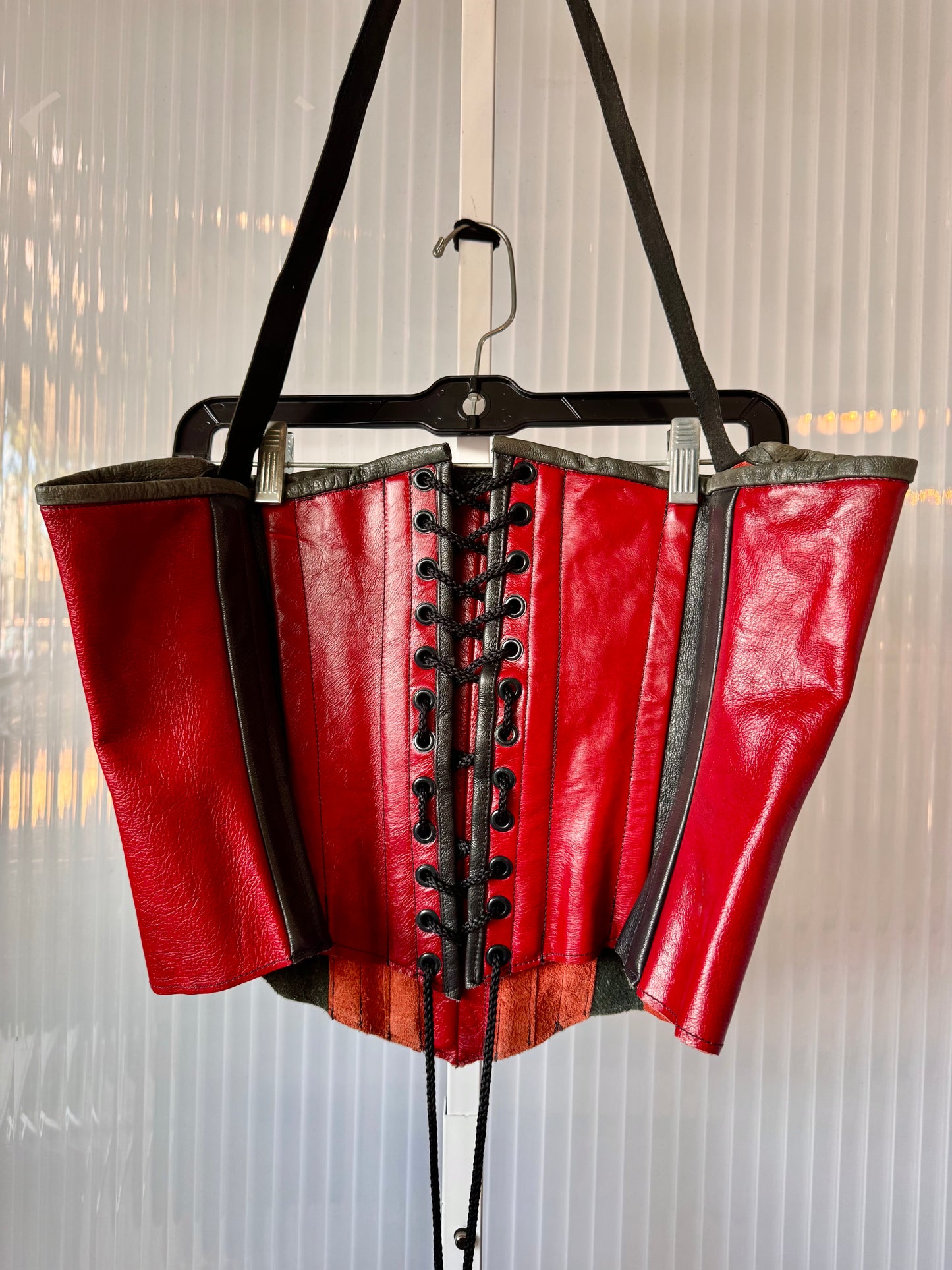 Red & Black Leather Corset