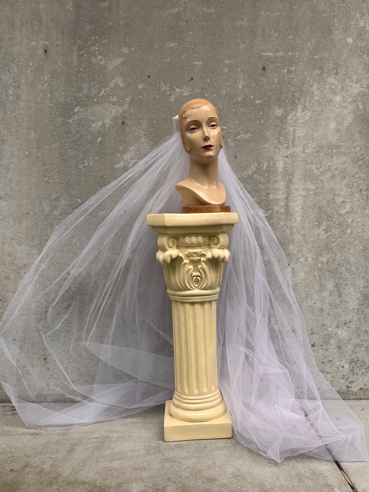 Y2K White Hair-Clip Veil