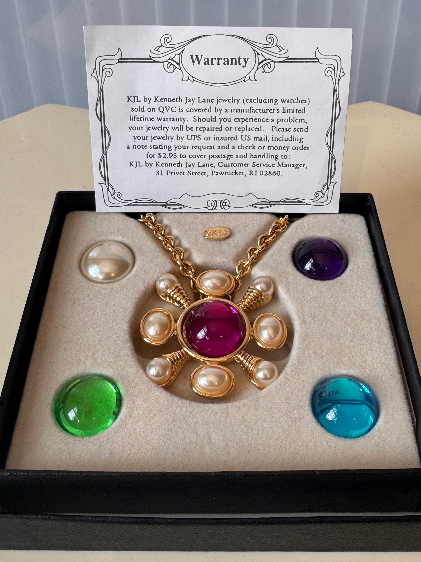 1960s KJL Necklace with Interchangeable Convertible Pendant