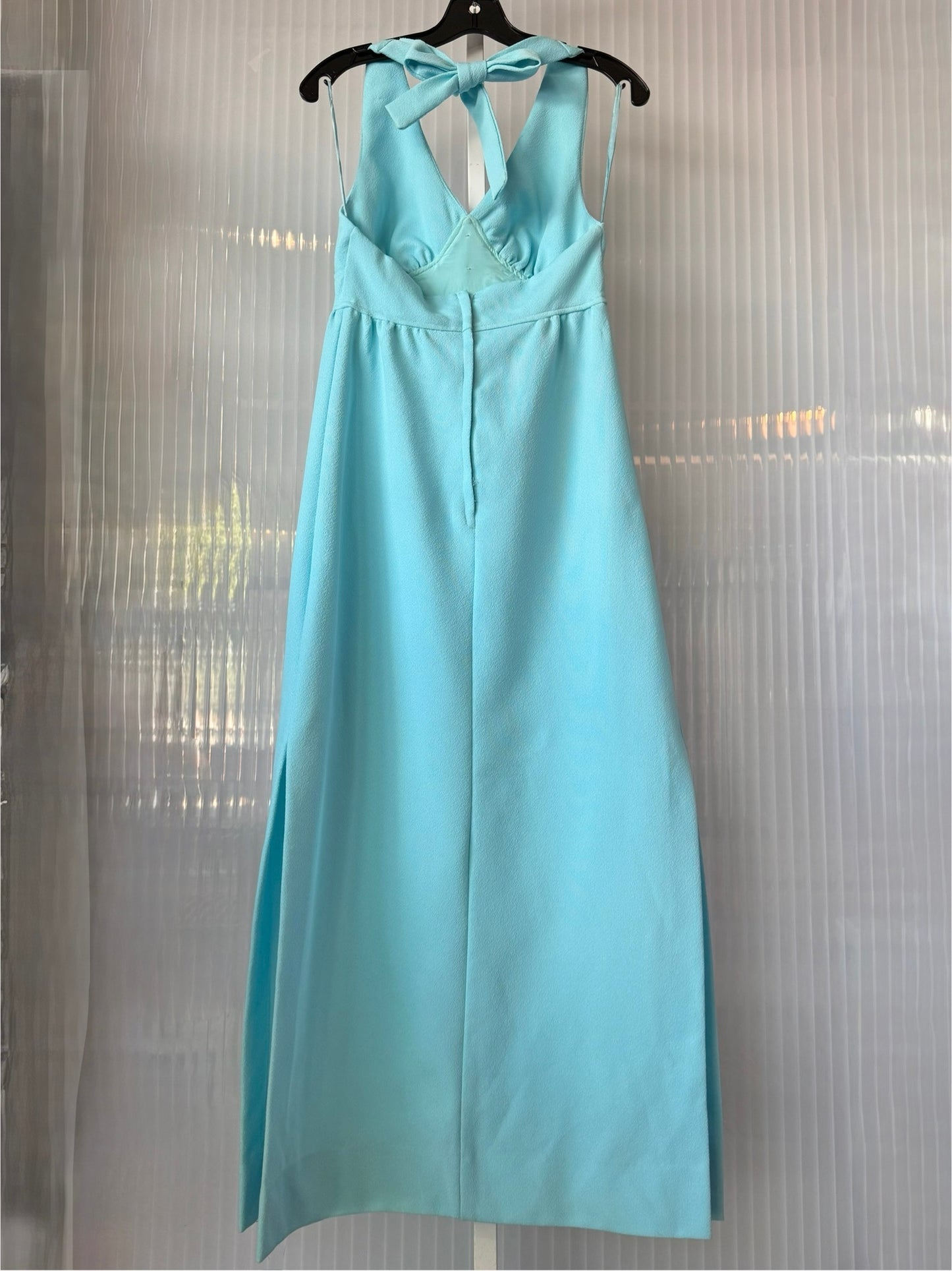1960s Blue Empire-Waist Halter Dress
