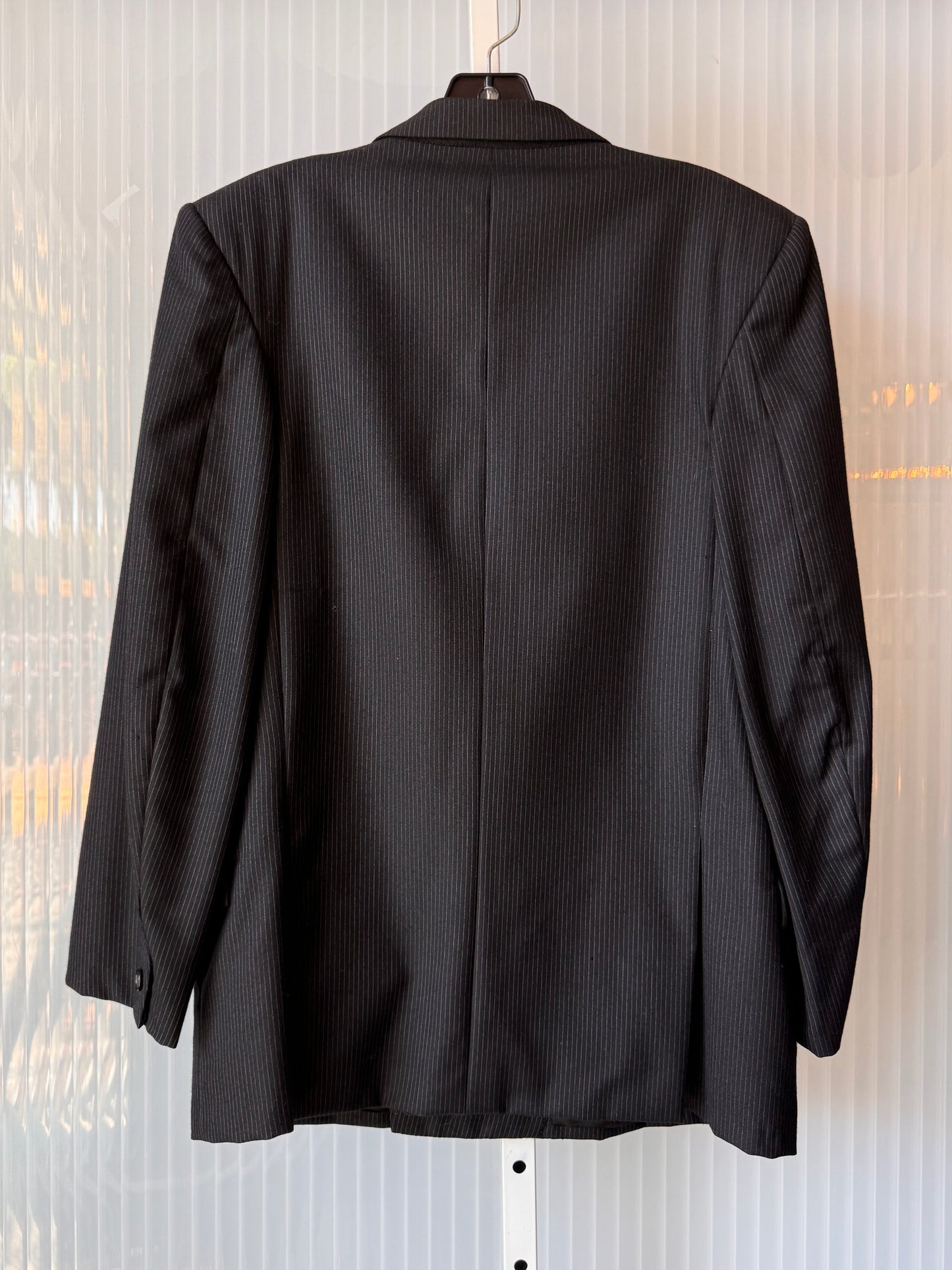 1990s does 1940s Black Pinstripe Blazer & Pants Wool Suit Set