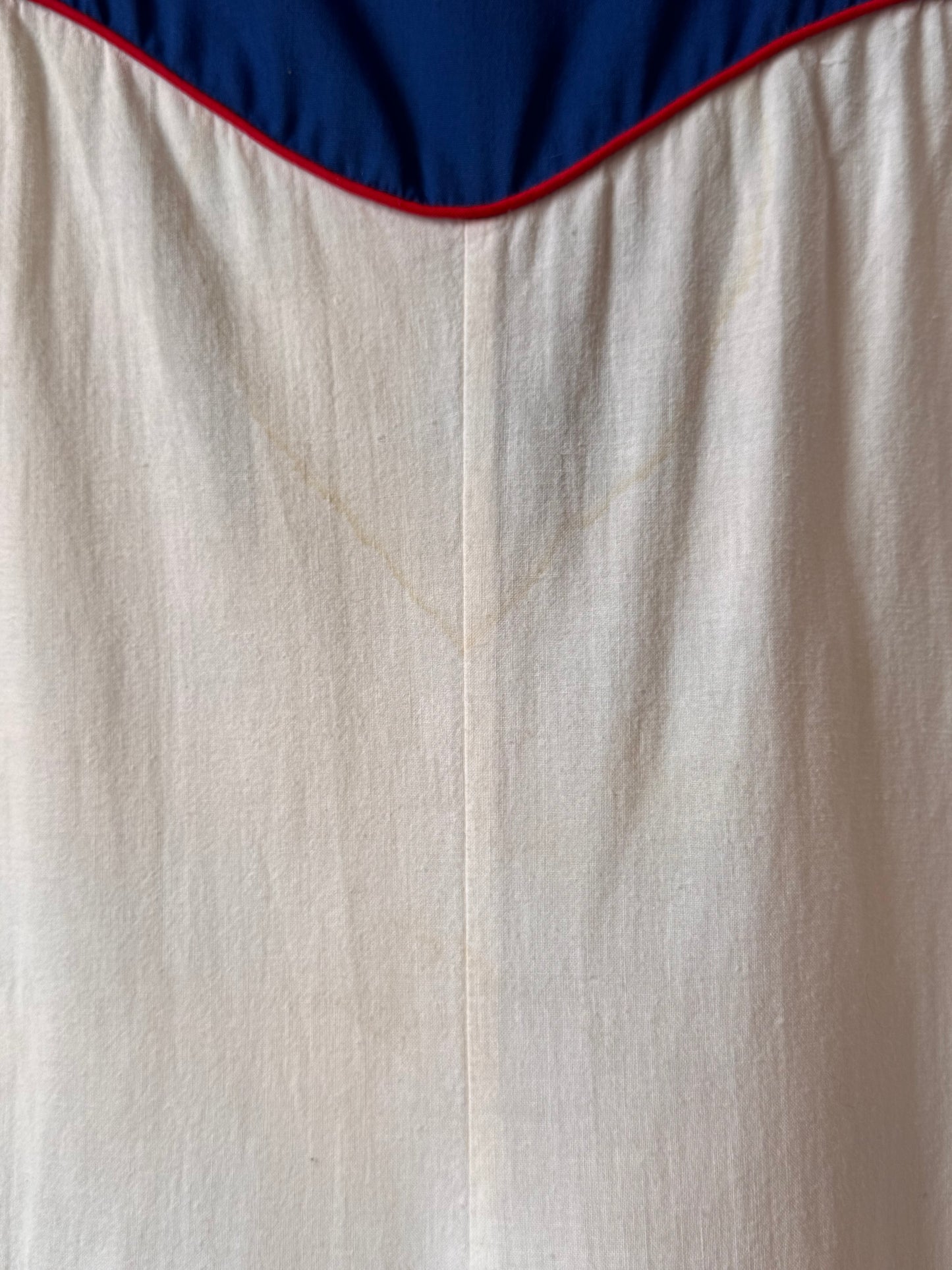 1980s White and Blue Western Dress