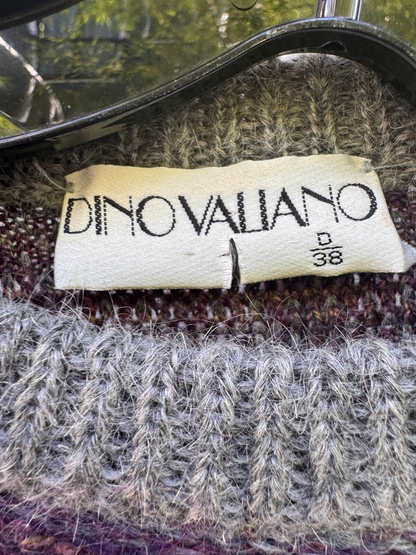 1980s Gray & Burgundy Sweater with Leather Applique