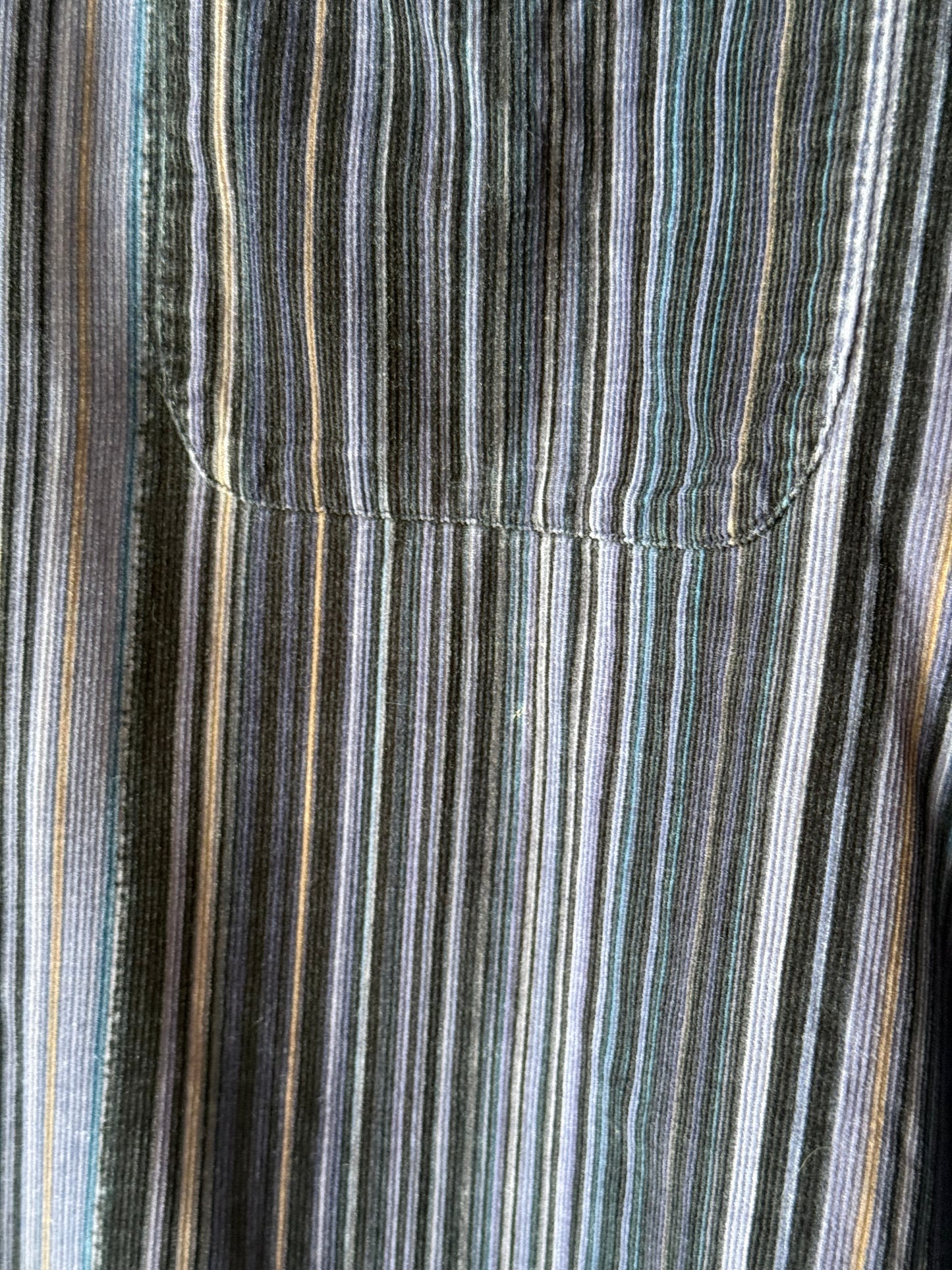 1990s Purple & Blue Striped Corduroy Button-Up Shirt