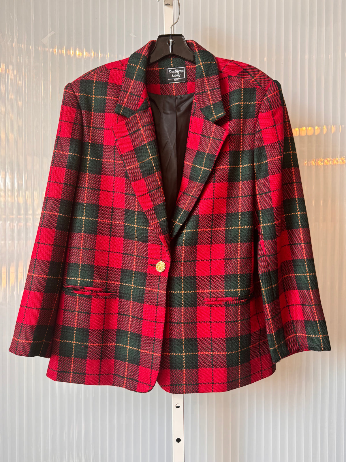 1990s Red & Green Plaid Blazer