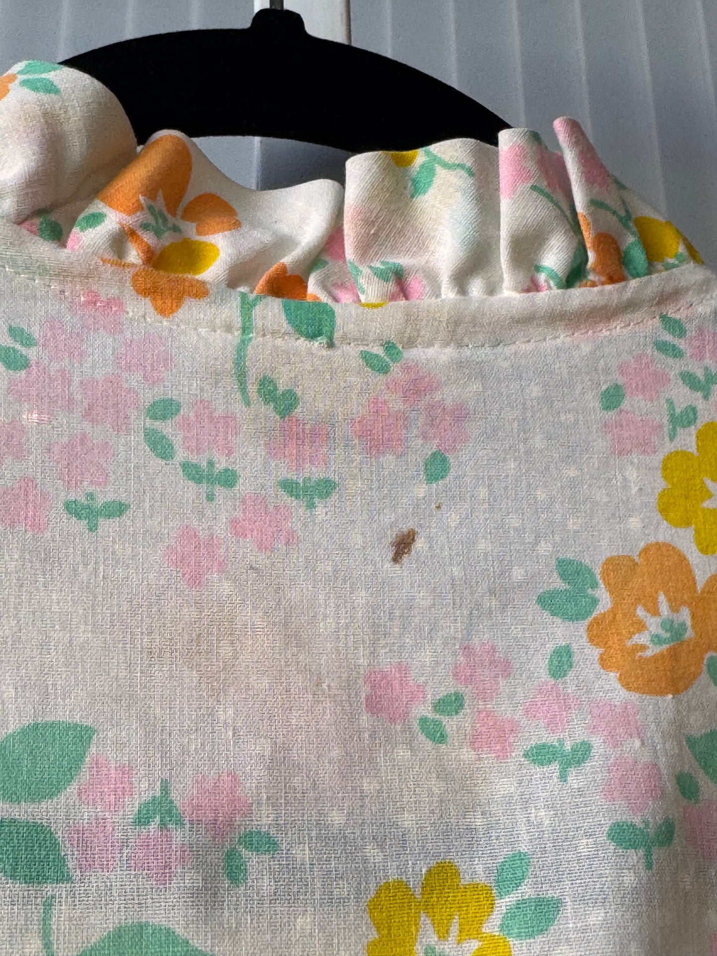 1960s White Pastel Floral Print Loungewear Dress