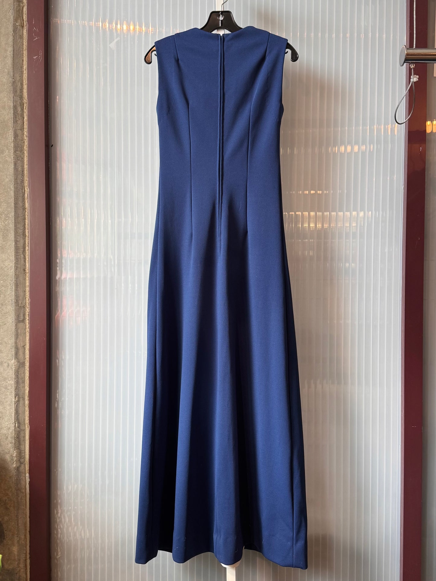 1970s Navy Blue & White Maxi Dress